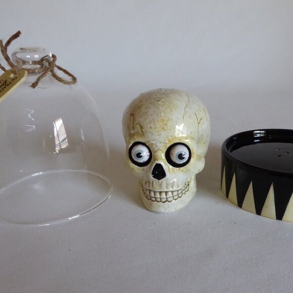 NEW 2005 DEPARTMENT 56 DR. FRANKENSTEIN’S LAB HALLOWEEN DONOR SKULL SALT PEPPER - Picture 11 of 16